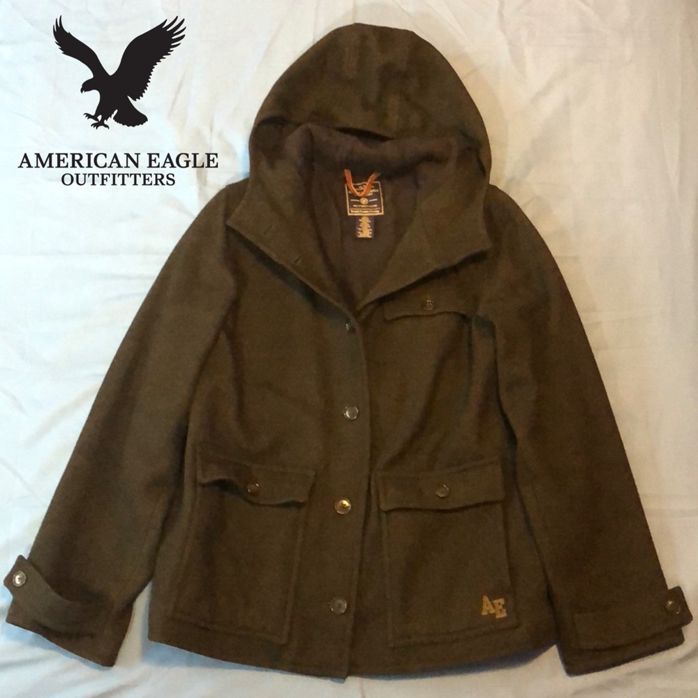 🌷American Eagle hooded Wool Coat Fleece Lines🌷